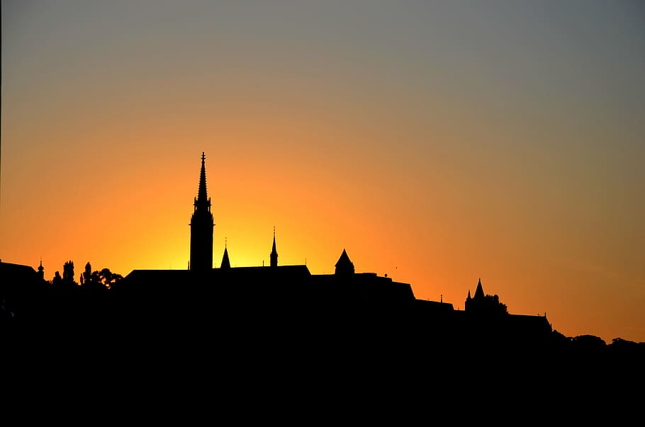 budapest, architecture, hungary, monument, city, sunset, silhouette HD wallpaper