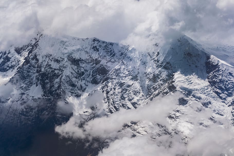 mountain, peak, summit, top, view, clouds, elevation, achievement HD wallpaper