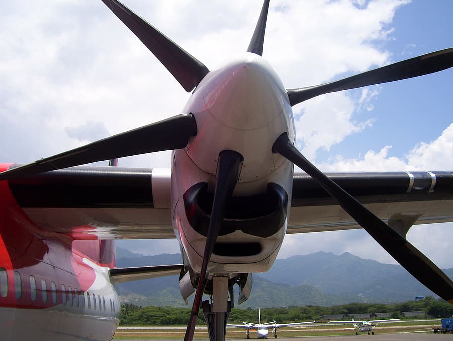 motor plane, propelas, helice, turborhelice, aviation, fokker 50, HD wallpaper