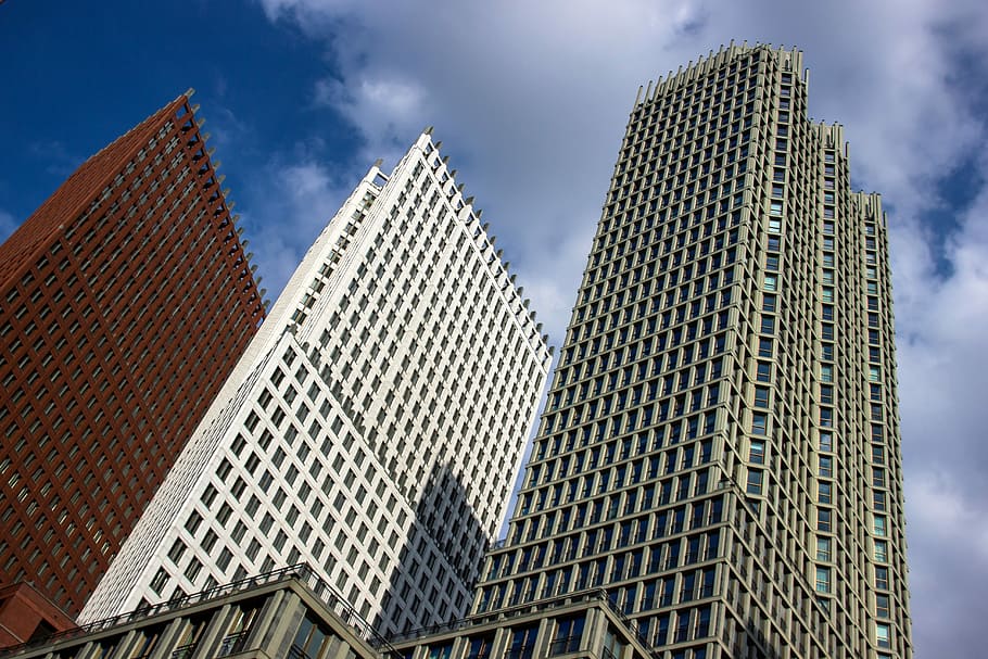 Tall Towers in The Hague, Netherlands, buildings, city, cloud
