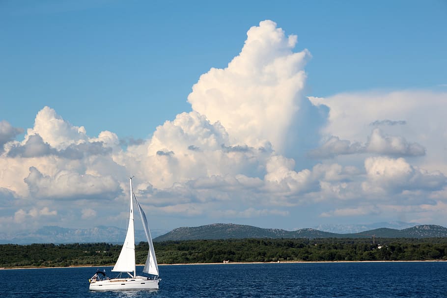 Clouds, Sailing Boat, sky, sailing vessel, clouds form, sailboat HD wallpaper