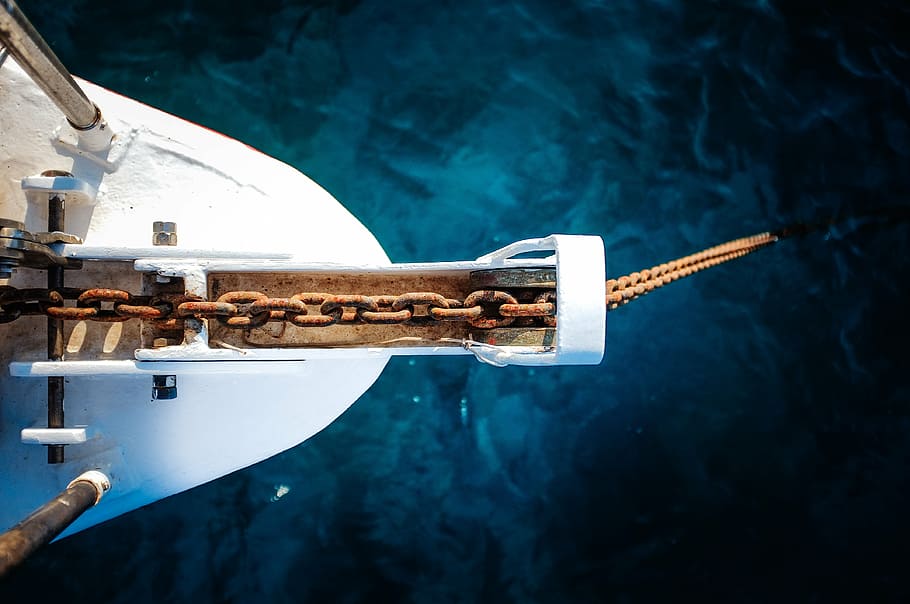 boat, chain, exploration, fish, fisherman, fishing, high angle shot HD wallpaper