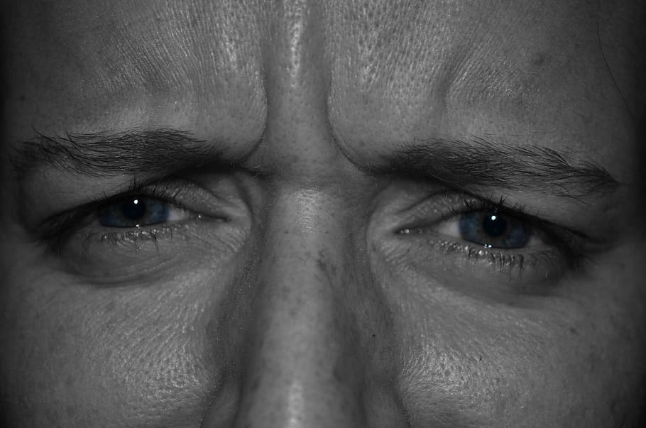 closeup photo of man's face, Eyes, Eyelashes, Eyebrows, expression HD wallpaper