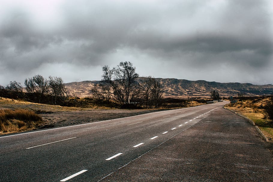 landscape photo of asphalt road, scotland, glencoe, nature, edinburgh, HD wallpaper