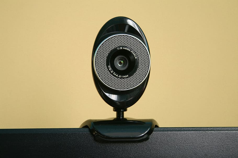 black and gray webcam, camera, computer, internet, electronics