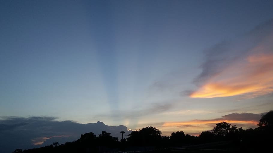 sun, light, magic, sky, cloud - sky, beauty in nature, silhouette HD wallpaper