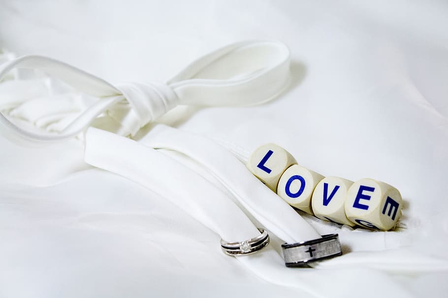 love, ring, white, ribbon, bed, room, indoors, white color HD wallpaper