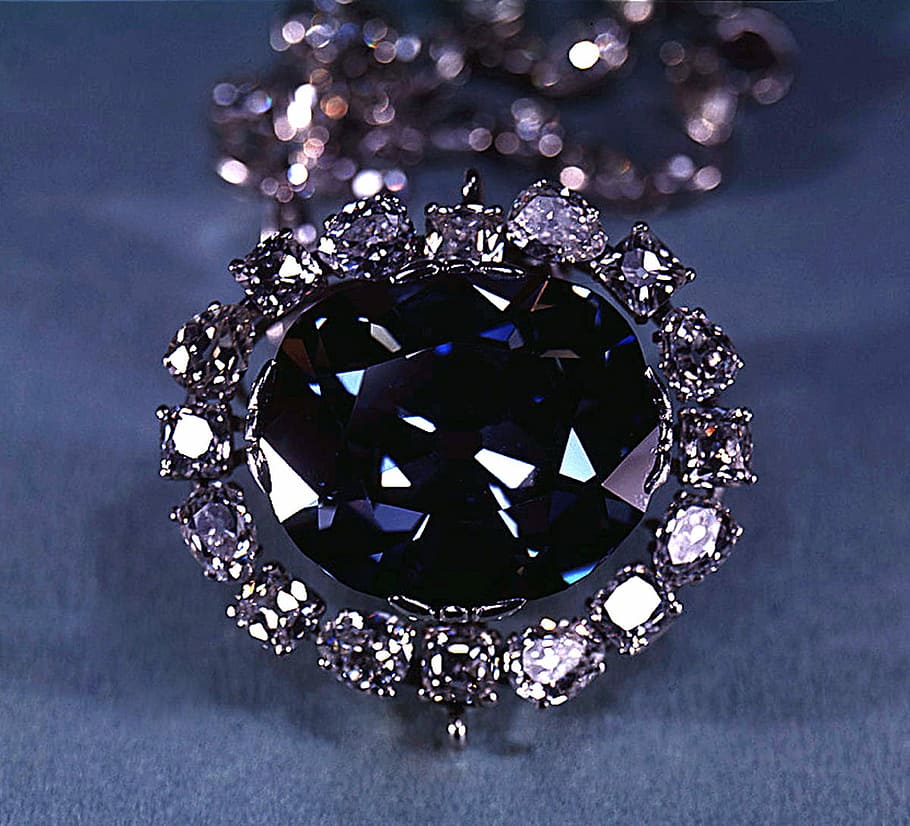 Hope diamond, colored diamond, photo, gem, gemstone, public domain