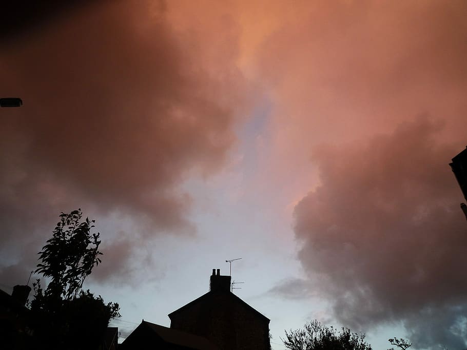 Storm, Clouds, Thunderstorm, sky, silhouettes, outside, landscape HD wallpaper