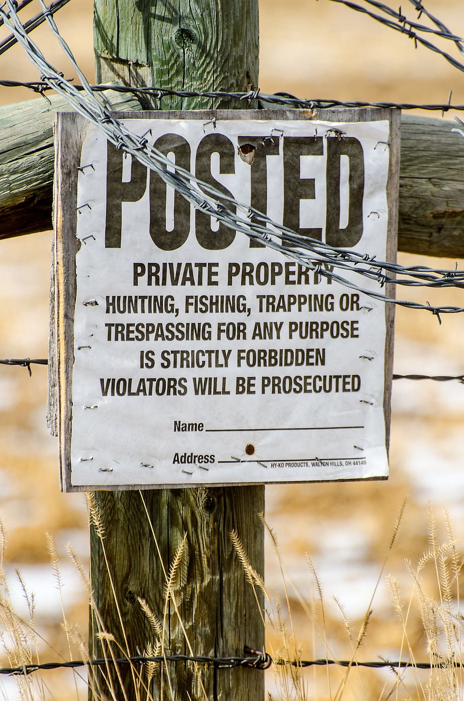 private property, posted, no hunting, no trespassing, sign