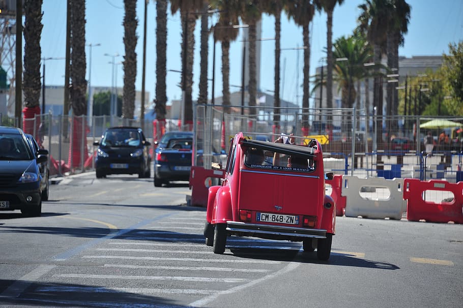 citroën, 2cv, red, transportation, mode of transportation HD wallpaper