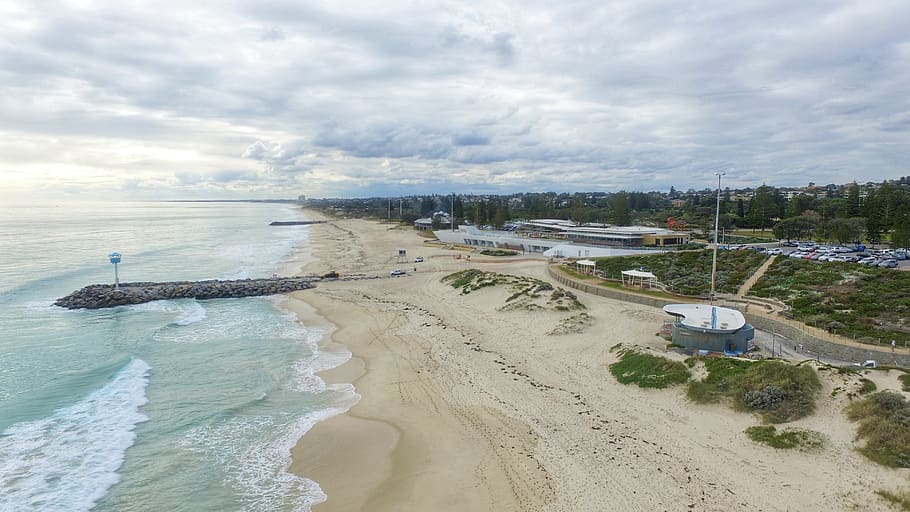 beach, ocean, sea, sand, waves, landscape, australia, perth, HD wallpaper