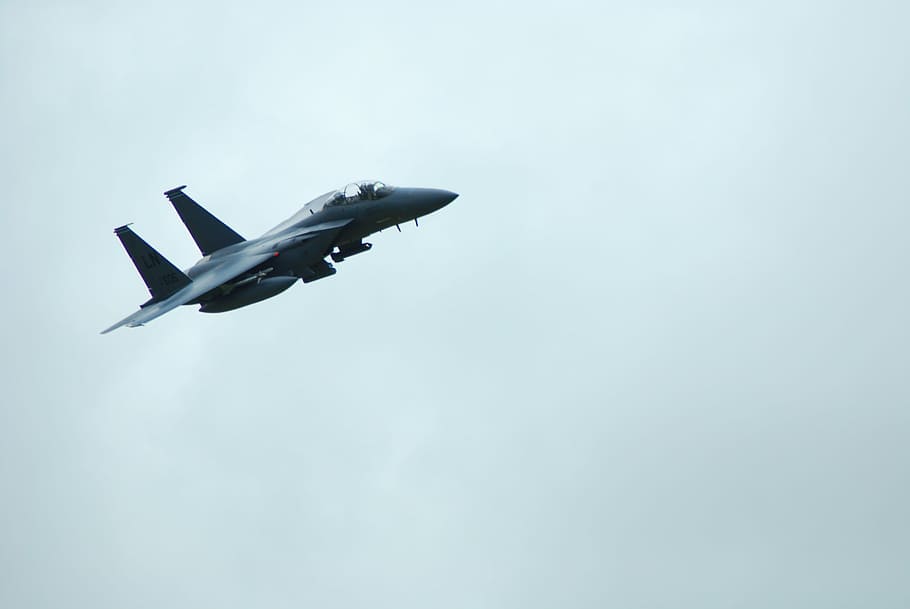gray fighter jet in mid air, airplane, flying, transportation HD wallpaper