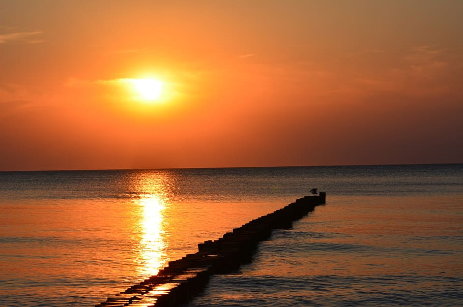 sunset, dusk, waters, sky, scenics - nature, sea, beauty in nature HD wallpaper