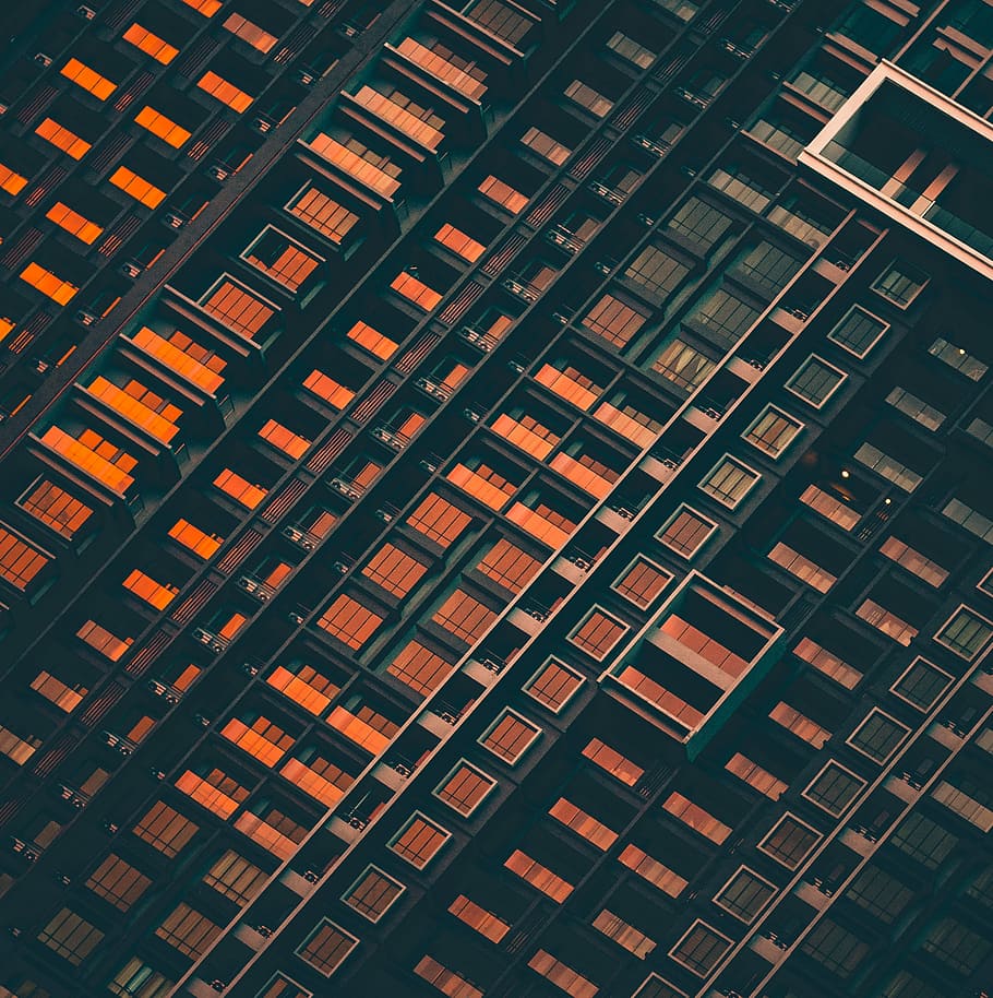 brown building, glass building digital wallpaper, window, architecture HD wallpaper
