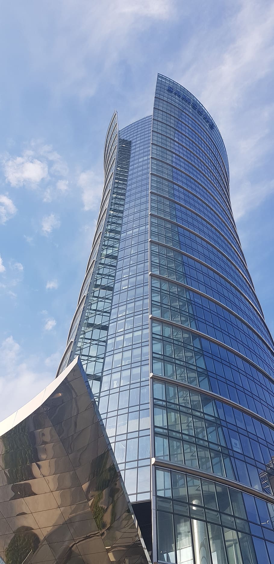 scraper, clouds, warsaw, spire, architecture, building exterior HD wallpaper