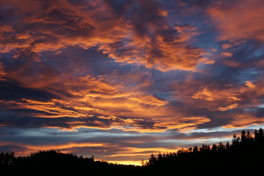 cloudy sky at sunset, clouds, night, dark, horizon, landscape HD wallpaper