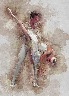 man and woman painting, portrait, ballet, dance, dancer, ballerina HD wallpaper