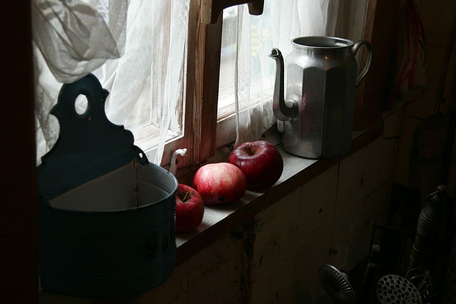 Apple, Farmhouse, Window Sill, food, indoors, no People, home Interior HD wallpaper