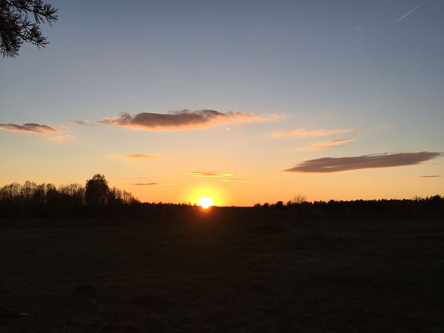 sunset, evening, village, sky, tranquility, tranquil scene HD wallpaper