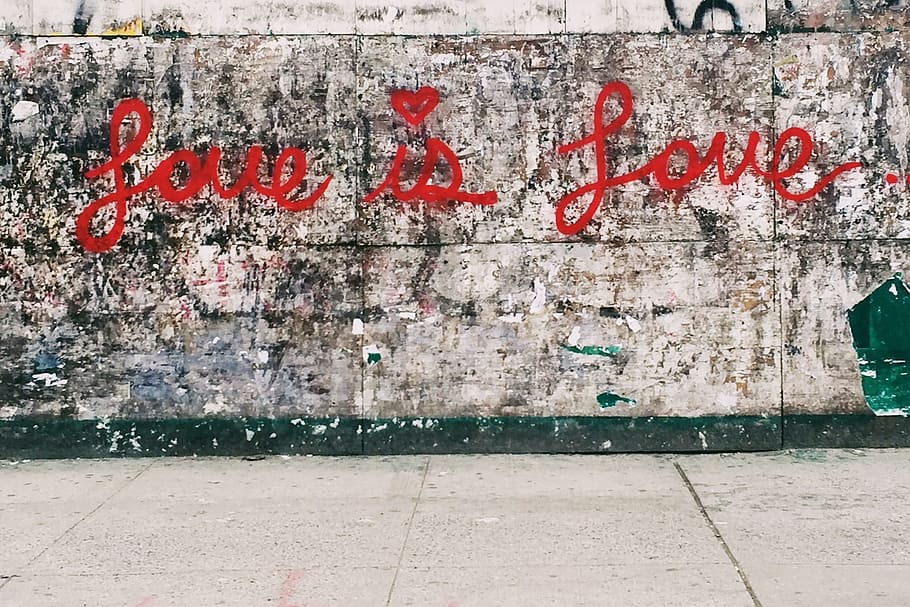 love, vandal, graffiti, wall, street, art, red, text, communication HD wallpaper