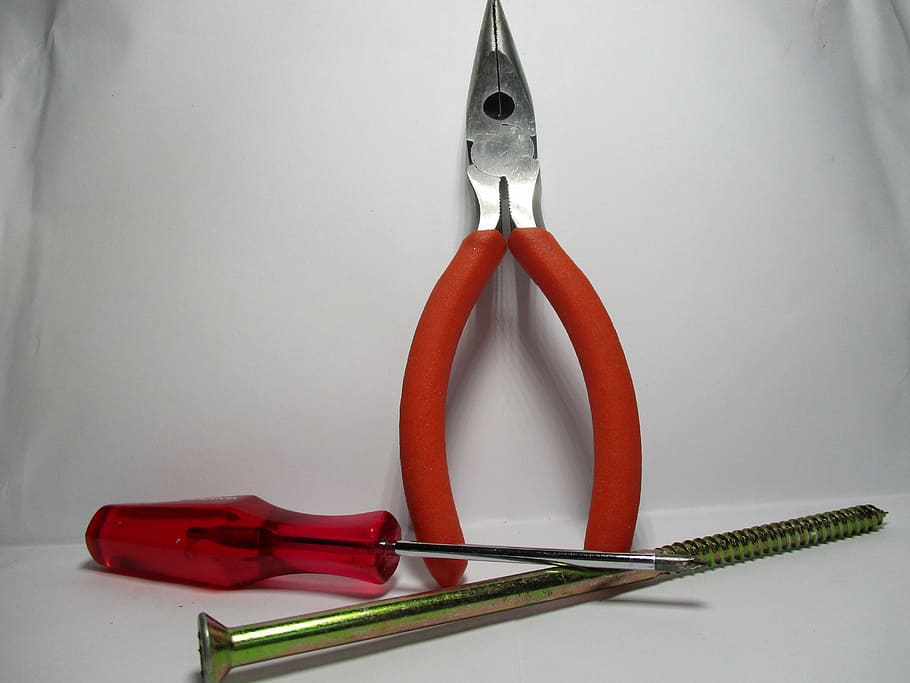 tackle, caliper, screwdriver, studio shot, indoors, still life HD wallpaper