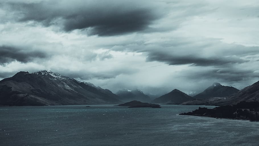 body of water near mountain, landscape photo of mountains and body of water HD wallpaper