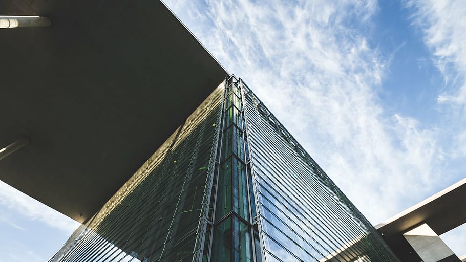 architecture, blue, building, clouds, sky, modern, built Structure HD wallpaper