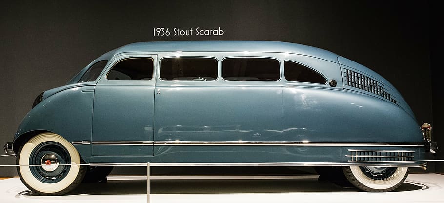 photo of 1936 gray Slout Scarab, 1936 stout scarab, art deco