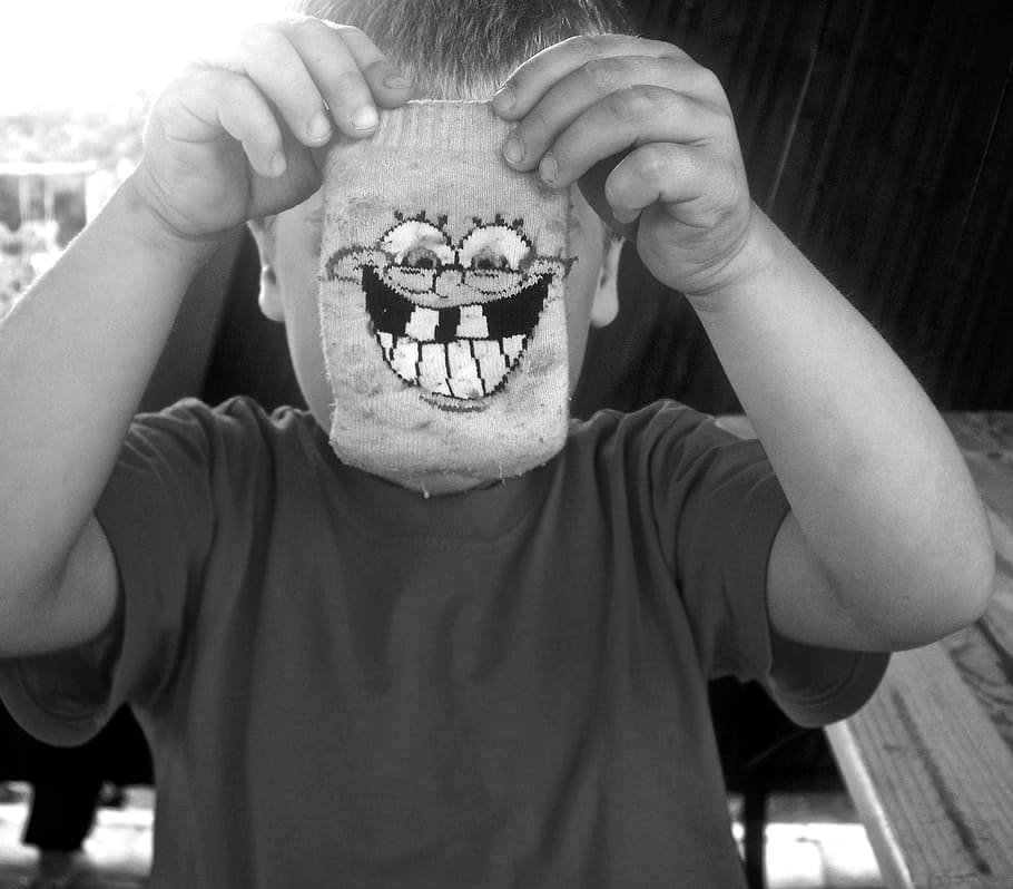 boy, spongebob, black white, one person, front view, men, lifestyles HD wallpaper