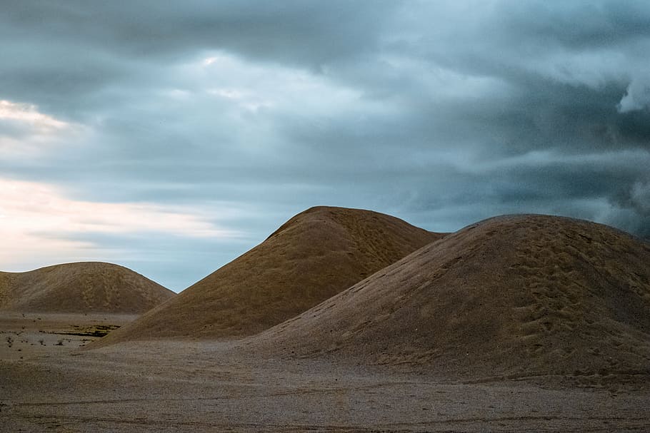 arid, clouds, dawn, daylight, desert, dry, evening, hill, landscape HD wallpaper