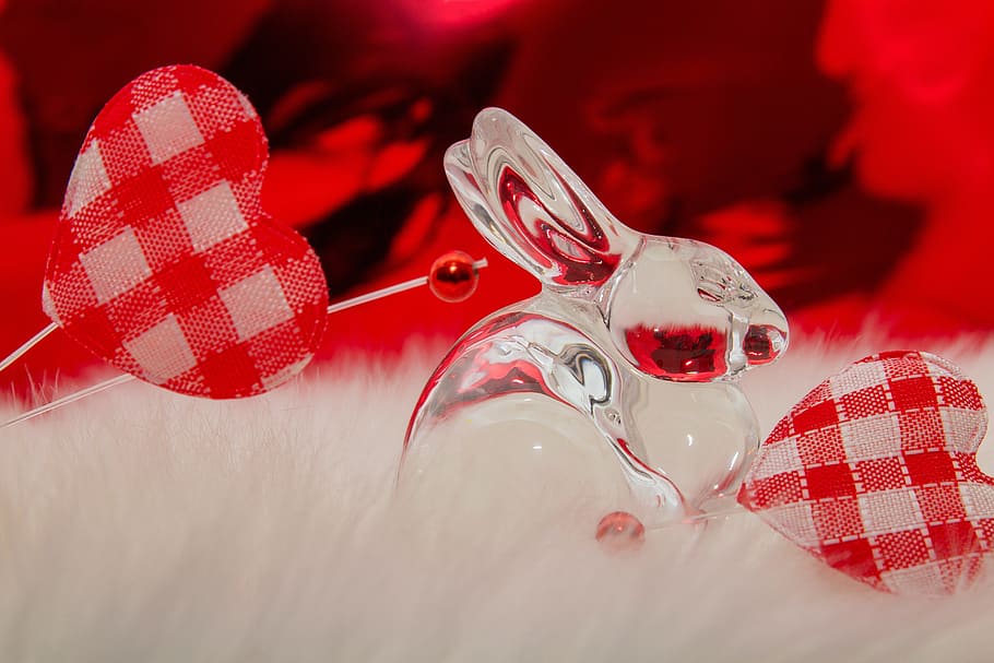 photo of clear bunny figurine, easter, easter bunny, glass HD wallpaper