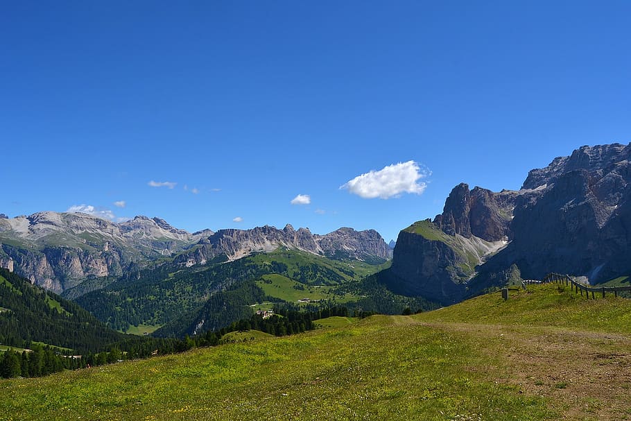 val gardena, sassolungo, mountain, trekking, south tyrol, nature, HD wallpaper