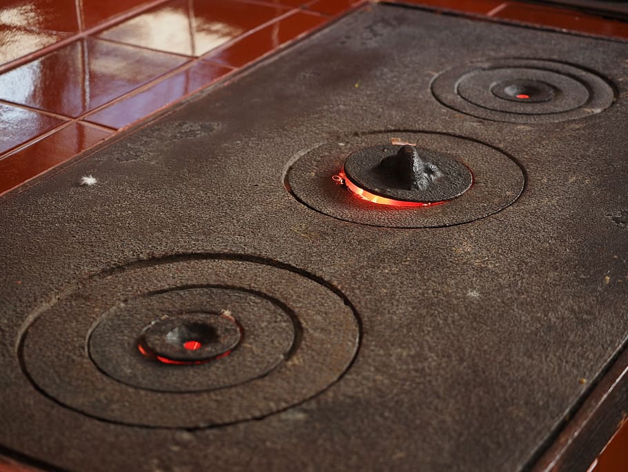 kitchen, stove, old, cook, fire, cooker, wood fire, music, no people HD wallpaper