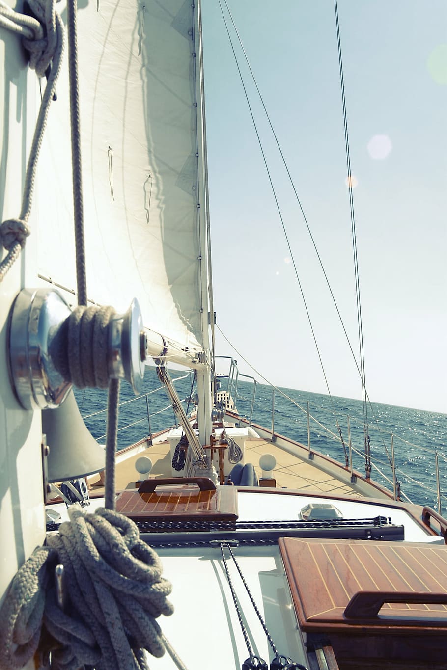 brown and white sailing boat on body of water, person, talking HD wallpaper