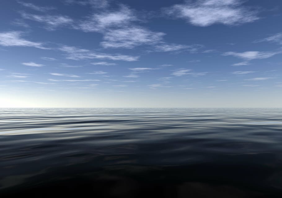 body of water during clear view sky, ocean, calm, peace, peaceful, HD wallpaper