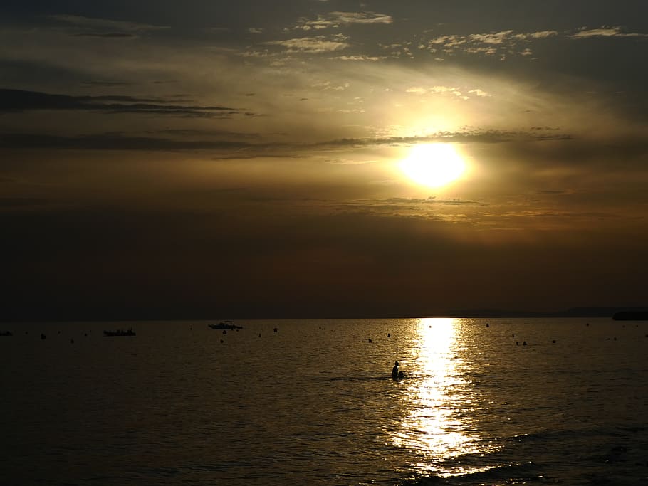 dark, sea, seascape, water, sunset, sky, scenics - nature, beauty in nature HD wallpaper