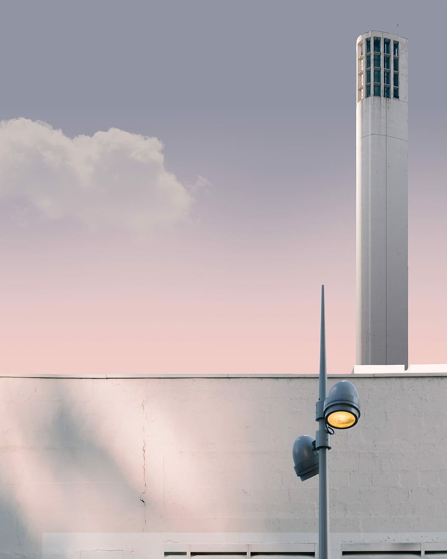 white concrete building, white tower building under blue sky HD wallpaper