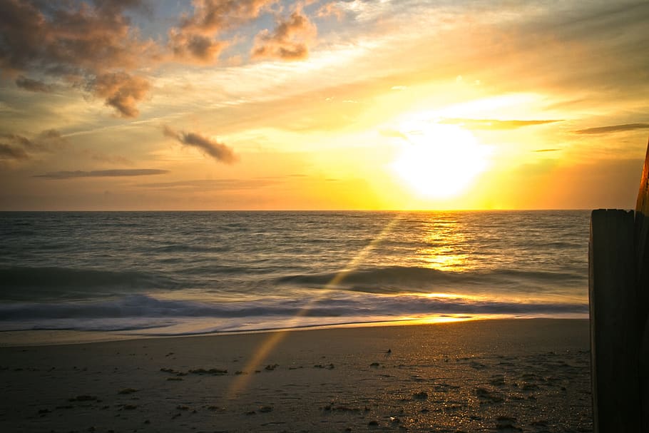 sunrise, florida, beach, sky, sea, sunset, horizon, horizon over water HD wallpaper