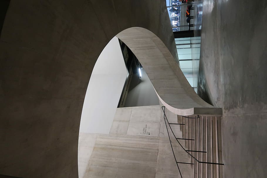 Great Tate - Concrete, architectural photography of white concrete staircase HD wallpaper