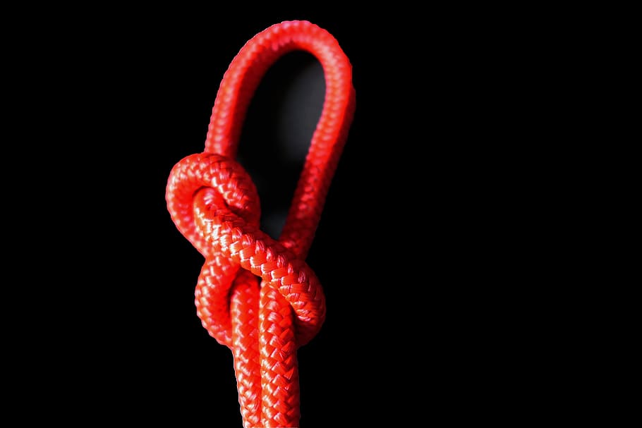 knot, rope, dew, red, twisted ropes, knotted, woven, red knot, HD wallpaper