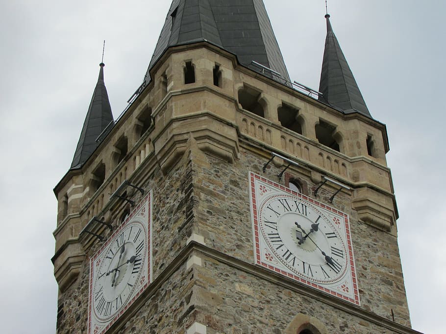 tower, stefan, baia mare, transylvania, clock, time, building exterior, HD wallpaper