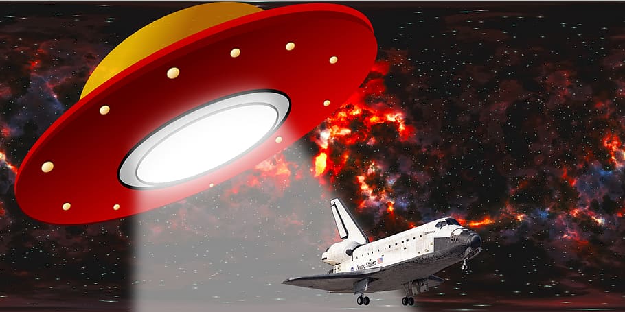 space, spaceship, space shuttle, red, no people, night, communication HD wallpaper