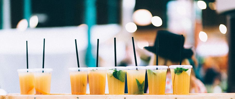 Juices, beverage, drink, drinks, glass, glasses, plastic, refreshing