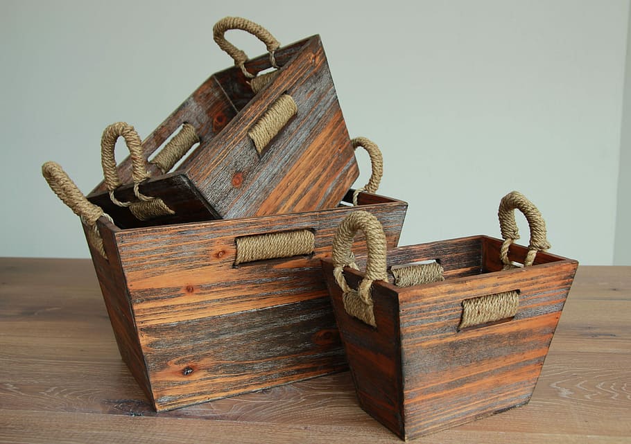Oak, Baskets, oak baskets, old-fashioned, antique, wood - material HD wallpaper