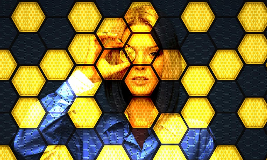 multicolored of woman wallpaper, bitcoin, blockchain, currency