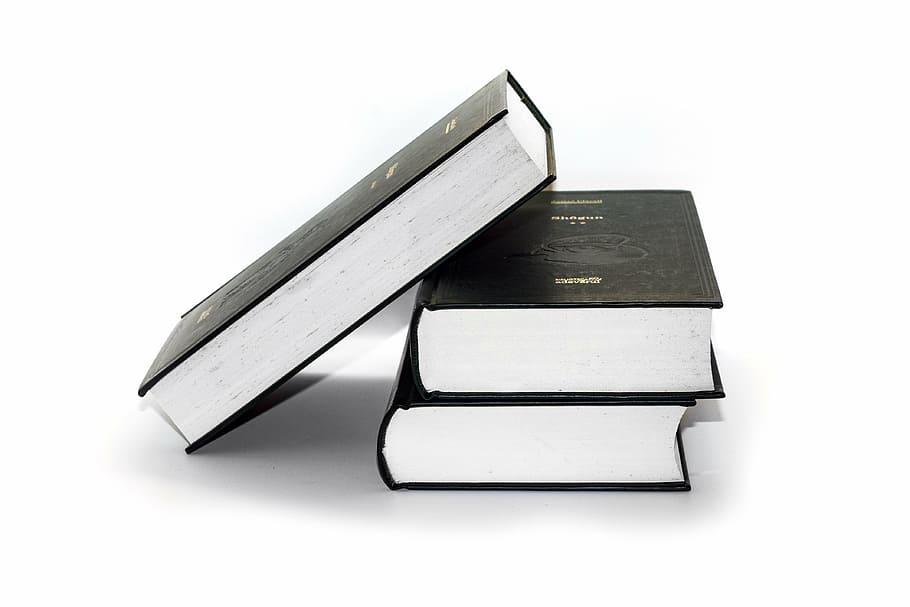 three black hardbound books, library, stack, pile, objects HD wallpaper