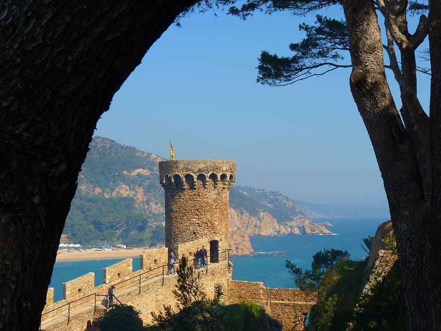 castle turret beside ocean, Tower, Castle, Old, Tossa De Mar HD wallpaper