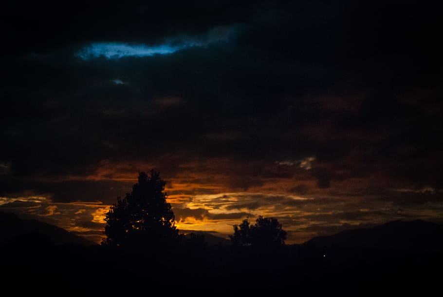 dusk, cloudy, sunset, shadow, cloud - sky, silhouette, dark HD wallpaper