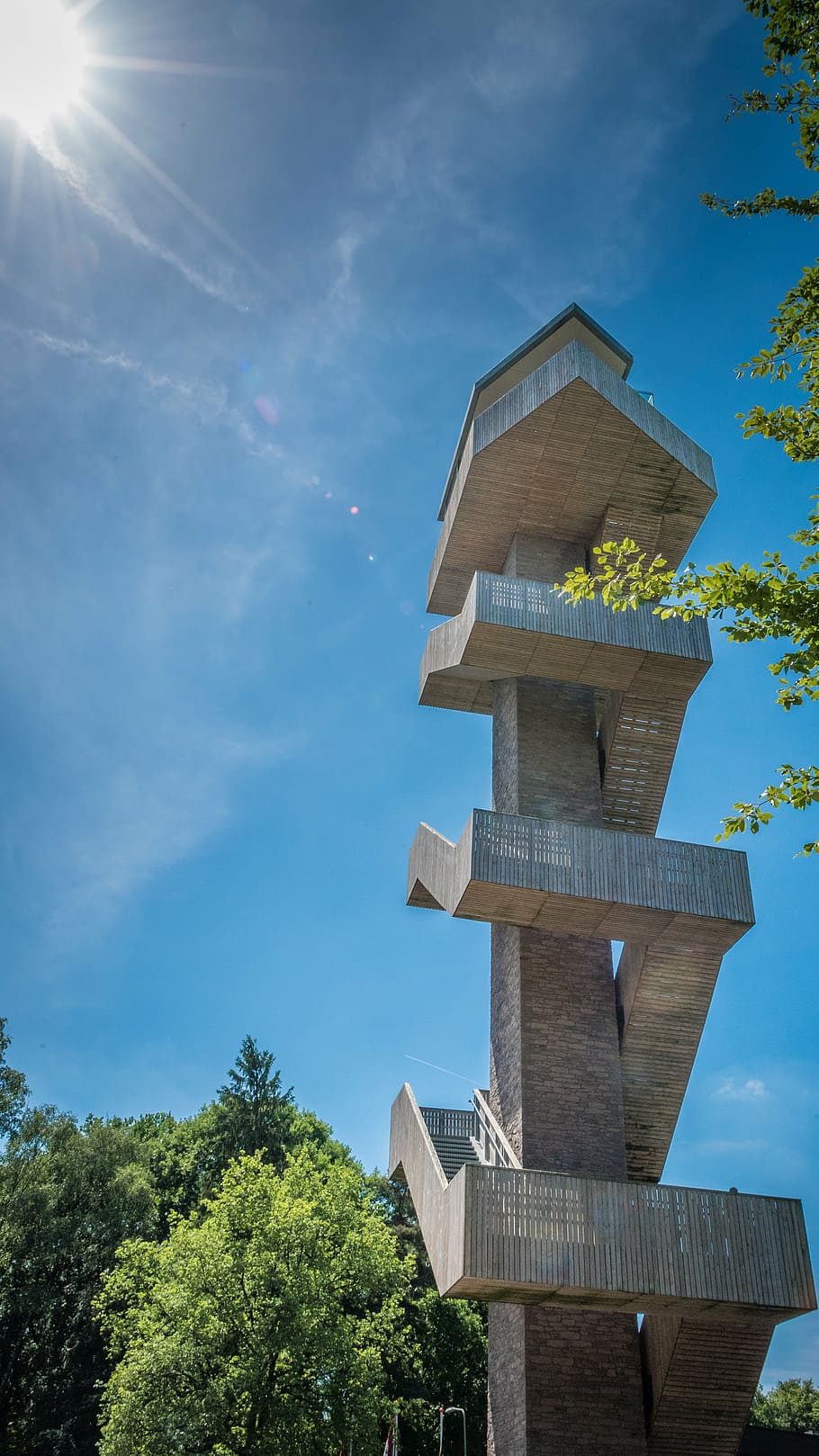 gray wooden 4-layer structure photo, minecraft, tower, architecture HD wallpaper